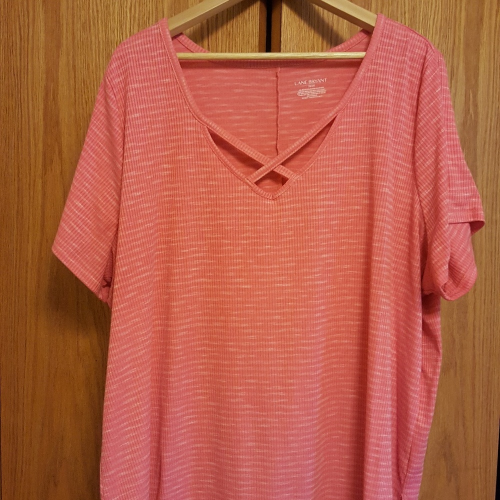 Lane Bryant Coral Criss-Cross Front Tee 26/28
